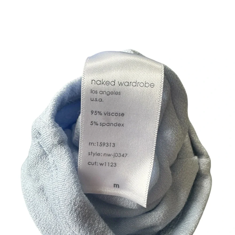 NWT Naked Wardrobe Light Blue Jumpsuit M V Neck Bodycon Full Length - Picture 5 of 9